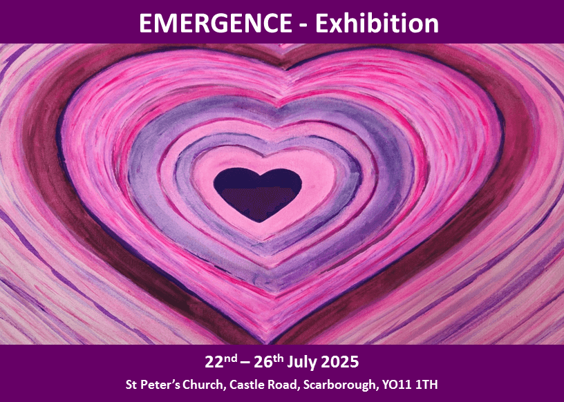 Invitation front for Emergence exhibition